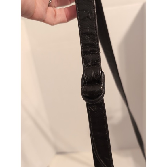 Vintage Sharif Black Reptile Embossed Leather Crossbody‎ Bag - Picture 13 of 16